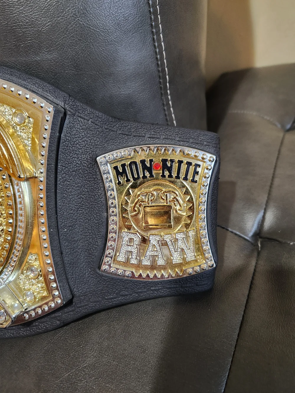 2005 WWE Mon.Nite Raw Championship Belt - Gold and Black with Red Accent